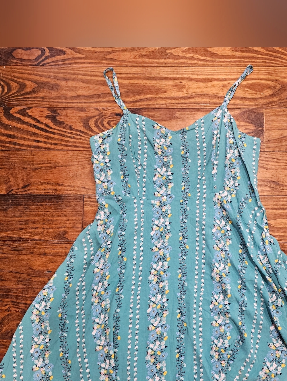 NWT Old Navy Teal Smocked Sundress XL Floral Boho Peasant